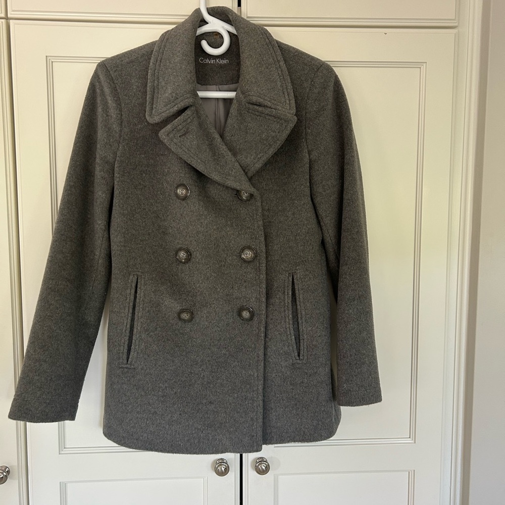 Calvin Klein Gray Peacoat Timeless Wool Blend